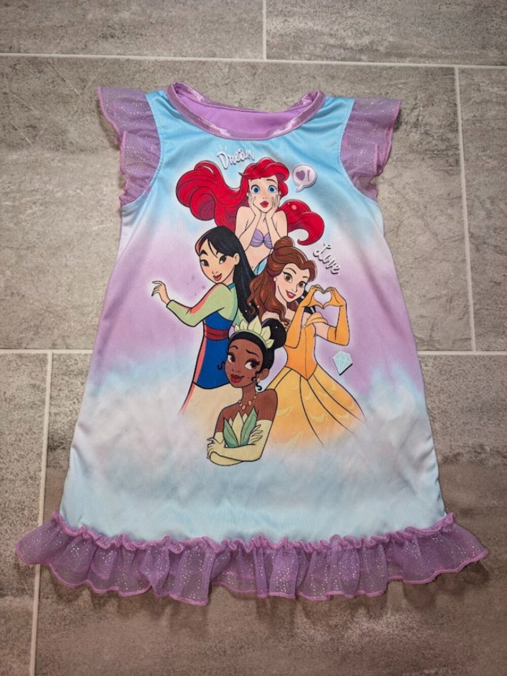 Disney Princess Toddler Girls 3T Purple Ruffle Nightgown Dress - Picture 1 of 3